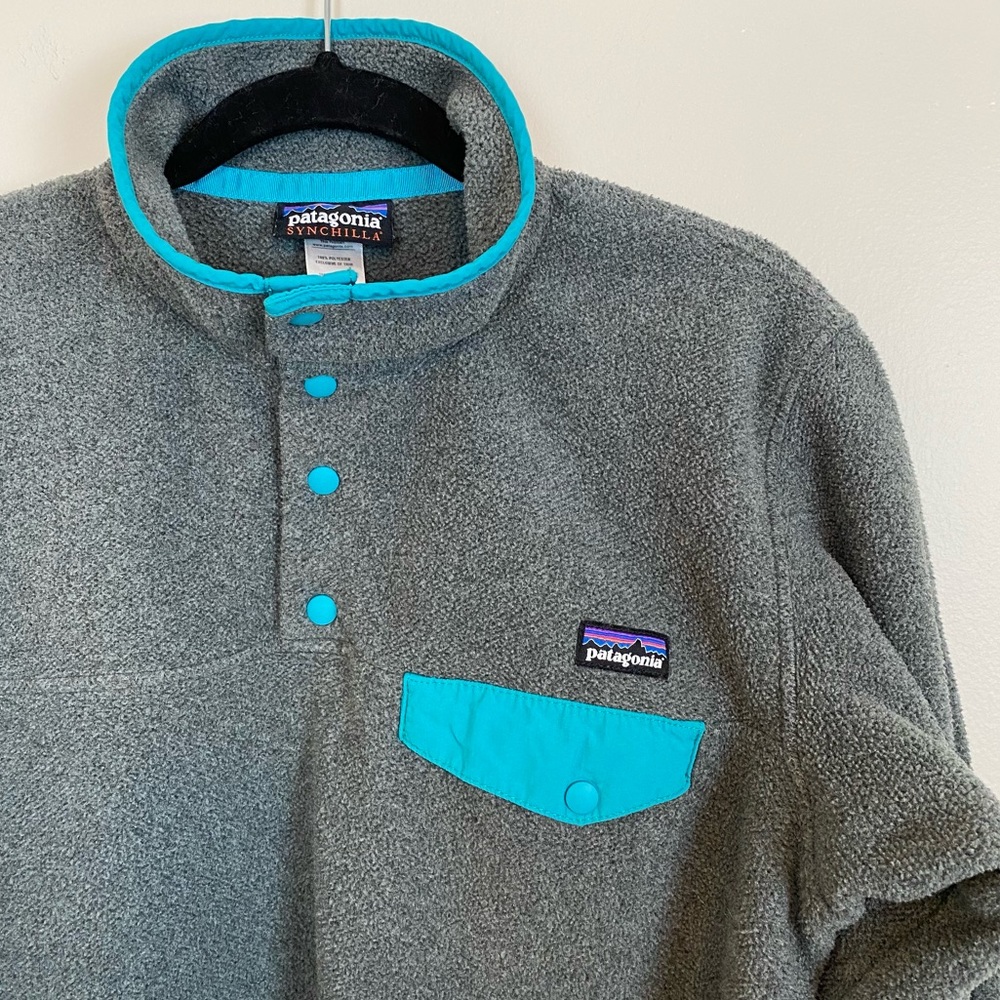 Patagonia Lightweight Synchilla Snap-T Fleece Pullover Nickel/Regen Green - Picture 4 of 9